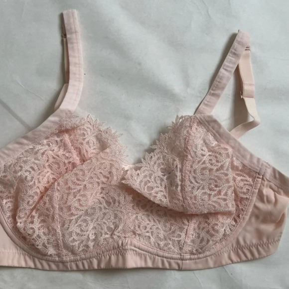 Louise Marnay Embroidered Sheer Bra Pink Peach Size  36 C NWT - Picture 1 of 5